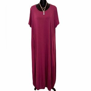 Eileen Fisher Womens XL Dark Purple Parachute Maxi Dress with short sleeves, LN